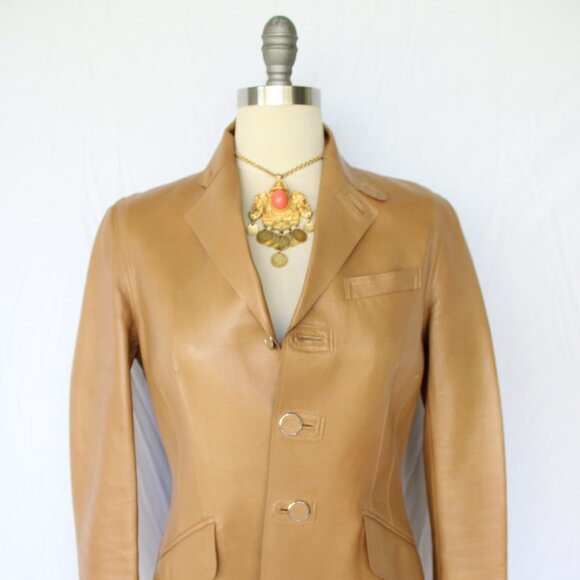 RALPH LAUREN black label Collection leather tan Blazer sports coat Dress Jacket - Picture 7 of 10